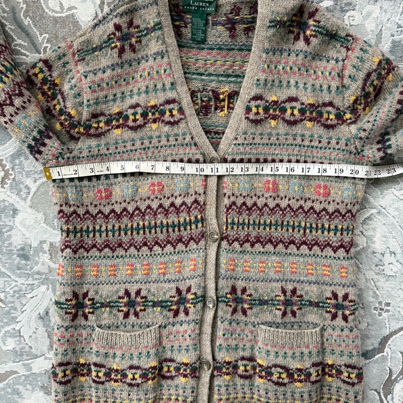 Ralph Lauren Vintage Wool Fair Isle Cardigan Sweater - Picture 6 of 7